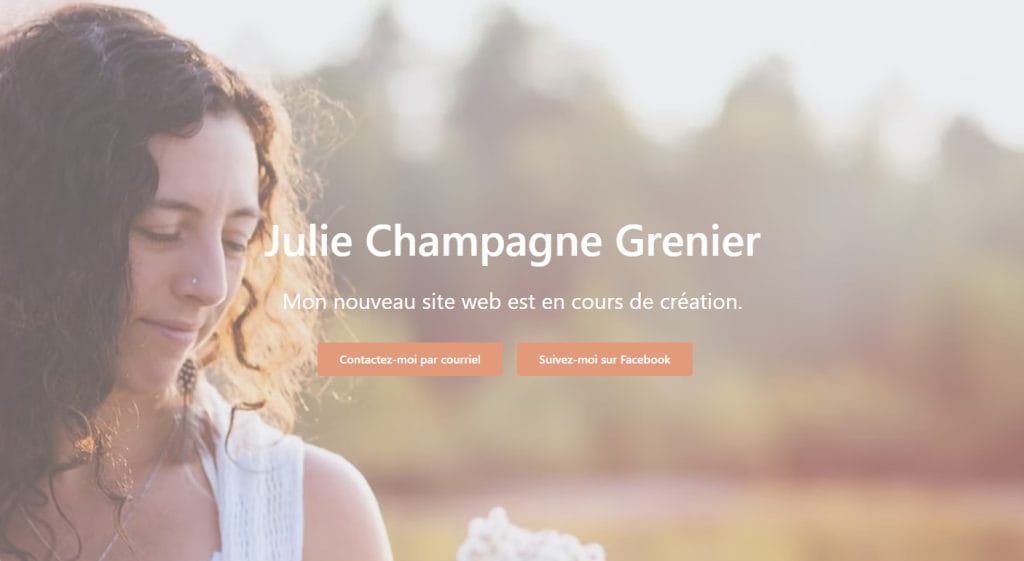 Page d'accueil du site web de Julie Champagne Grenier